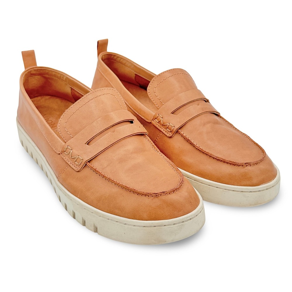 Vionic Women Uptown 10 WIDE Camel Brown Leather Penny Loafer Preppy Shoes Luxury